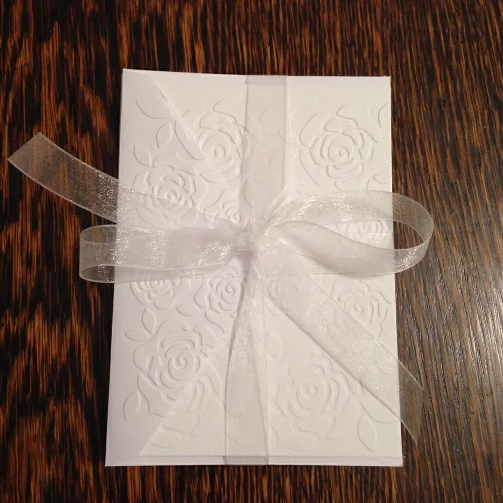 ‎5 Handmade embossed blank white greeting cards